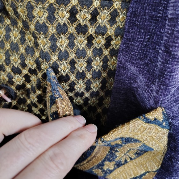 Vintage Alex Kim Tapestry Patchwork Jacket Embroidered Womens‎ S Purple Artsy - Picture 8 of 11